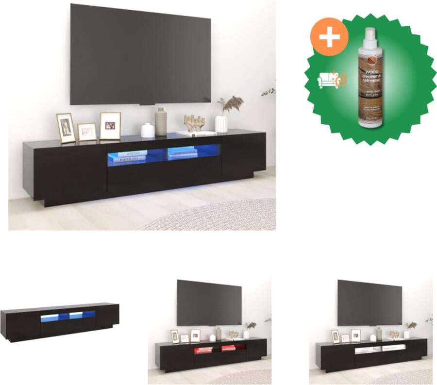 VidaXL TV-meubel s Hifi 200 x 35 x 40 cm met LED-verlichting zwart Kast Inclusief Houtreiniger en verfrisser