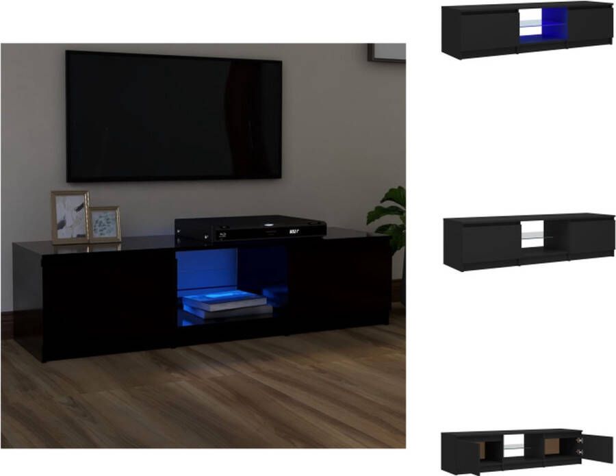 VidaXL Tv-kast Tv-kasten Televisiekast Televisiekasten Tv-meubel met LED-verlichting 140x40x35 5 cm zwart - Foto 2