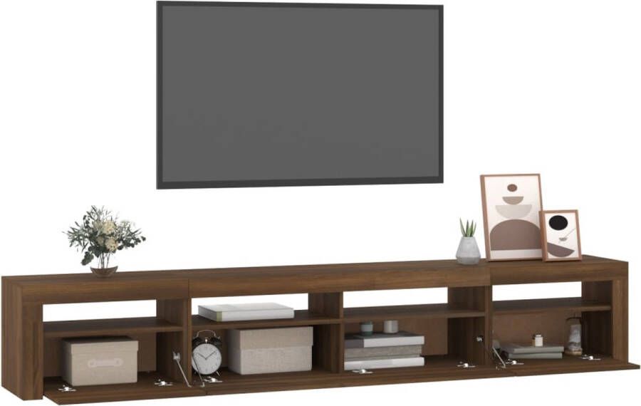 VidaXL Tv-kast Tv-kasten Tv-meubel Met LED-verlichting Tv-meubel met LED-verlichting 240x35x40 cm bruineikenkleurig - Foto 3