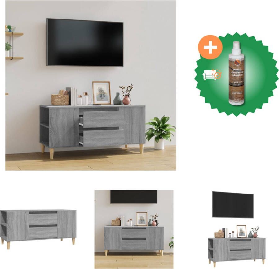 VidaXL Tv-meubel 102x44-5x50 cm bewerkt hout grijs sonoma eikenkleurig Kast Inclusief Houtreiniger en verfrisser