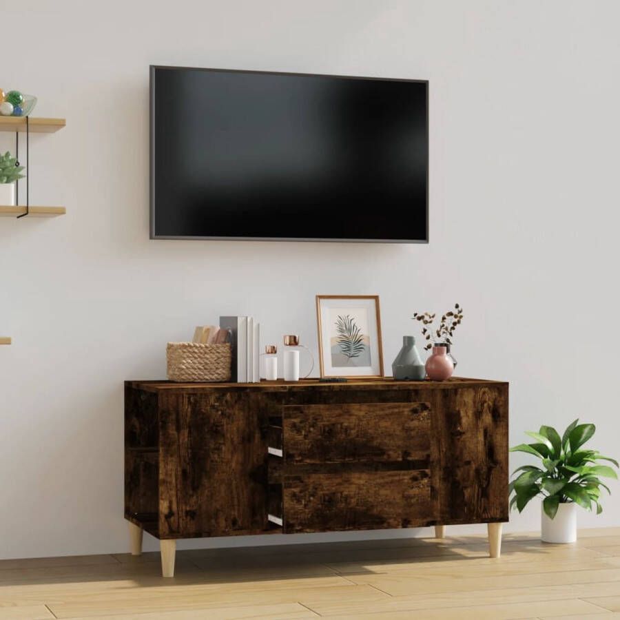 VidaXL Tv-meubel Scandinavische stijl 102x44.5x50 cm Gerookt eiken Duurzaam hout Kast