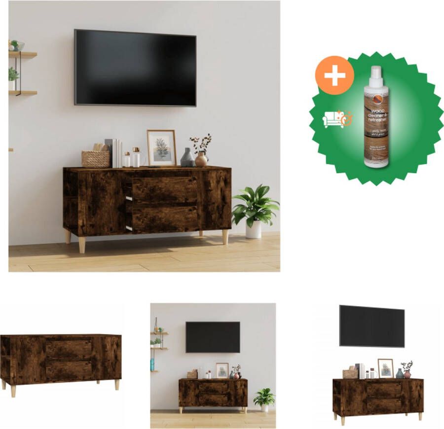 VidaXL Tv-meubel Scandinavische stijl 102x44.5x50 cm Gerookt eiken Duurzaam hout Kast Inclusief Houtreiniger en verfrisser