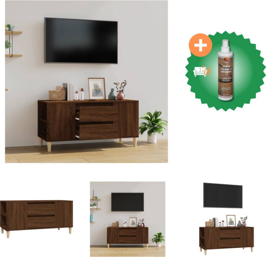 VidaXL TV-meubel Scandinavische stijl Meubel Afmetingen- 102 x 44.5 x 50 cm Kleur- Bruineiken Kast Inclusief Houtreiniger en verfrisser