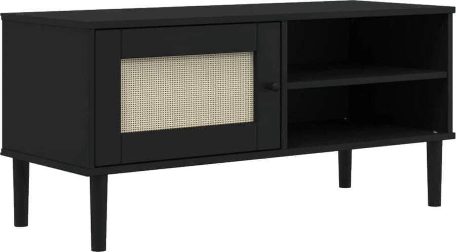 VidaXL -Tv-meubel-SENJA-106x40x49-cm-rattan-massief-grenenhout-zwart - Foto 4