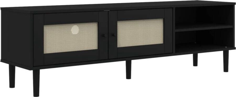 VidaXL -Tv-meubel-SENJA-158x40x49-cm-rattan-look-massief-grenen-zwart - Foto 4
