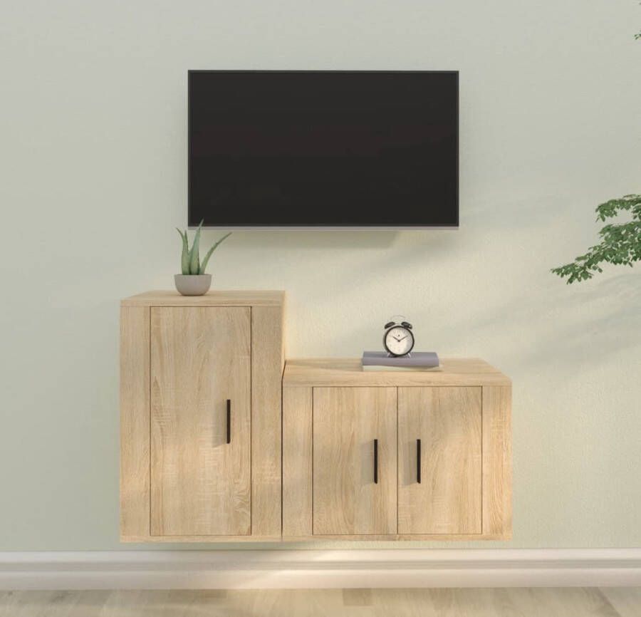 VidaXL Tv meubel set 2-delig spaanplaat lichtbruin