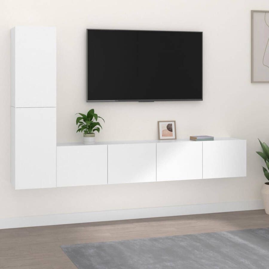 VidaXL TV-meubel set 2x 80 x 30 x 30 cm 2x 30.5 x 30 x 60 cm wit bewerkt hout Kast