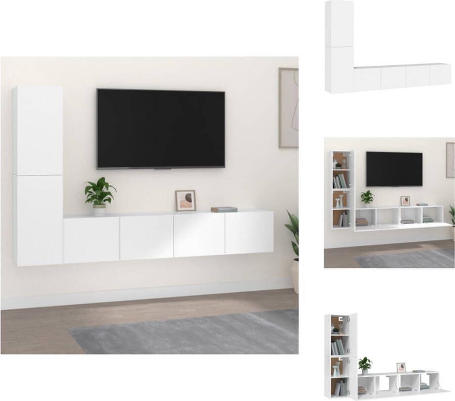 vidaXL TV-meubel set 2x 80 x 30 x 30 cm 2x 30.5 x 30 x 60 cm wit bewerkt hout Kast