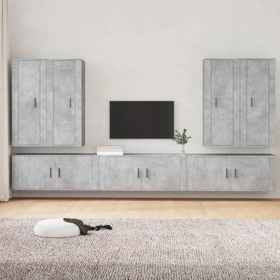 VidaXL TV Meubel Set 7-delig Betongrijs 4x 40x34.5x100cm 3x 100x34.5x40cm Kast