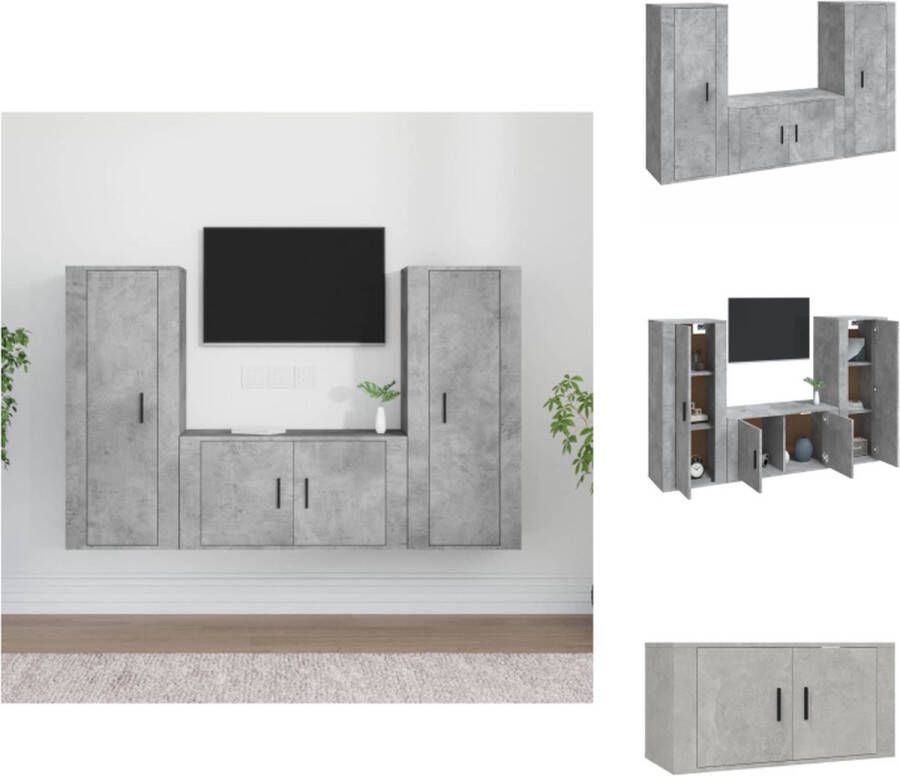 vidaXL TV-meubel set betongrijs 40x34.5x100cm en 80x34.5x40cm Kast