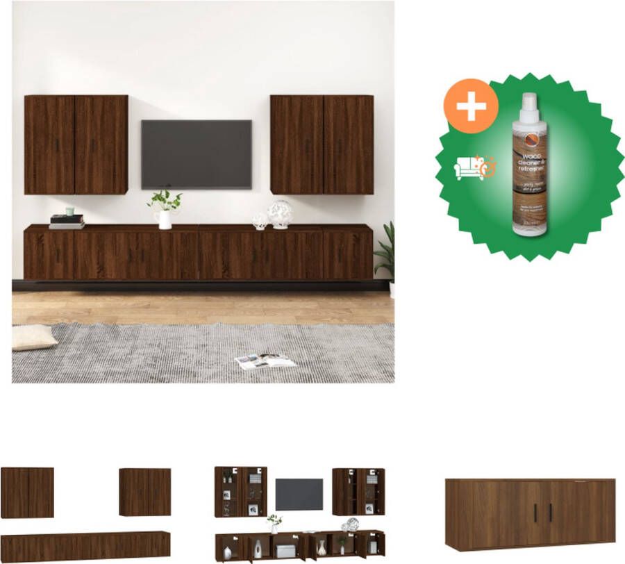 VidaXL TV-meubel set Bruineiken 2x 100x34.5x40 cm 2x 40x34.5x40 cm 4x 40x34.5x80 cm Kast Inclusief Houtreiniger en verfrisser