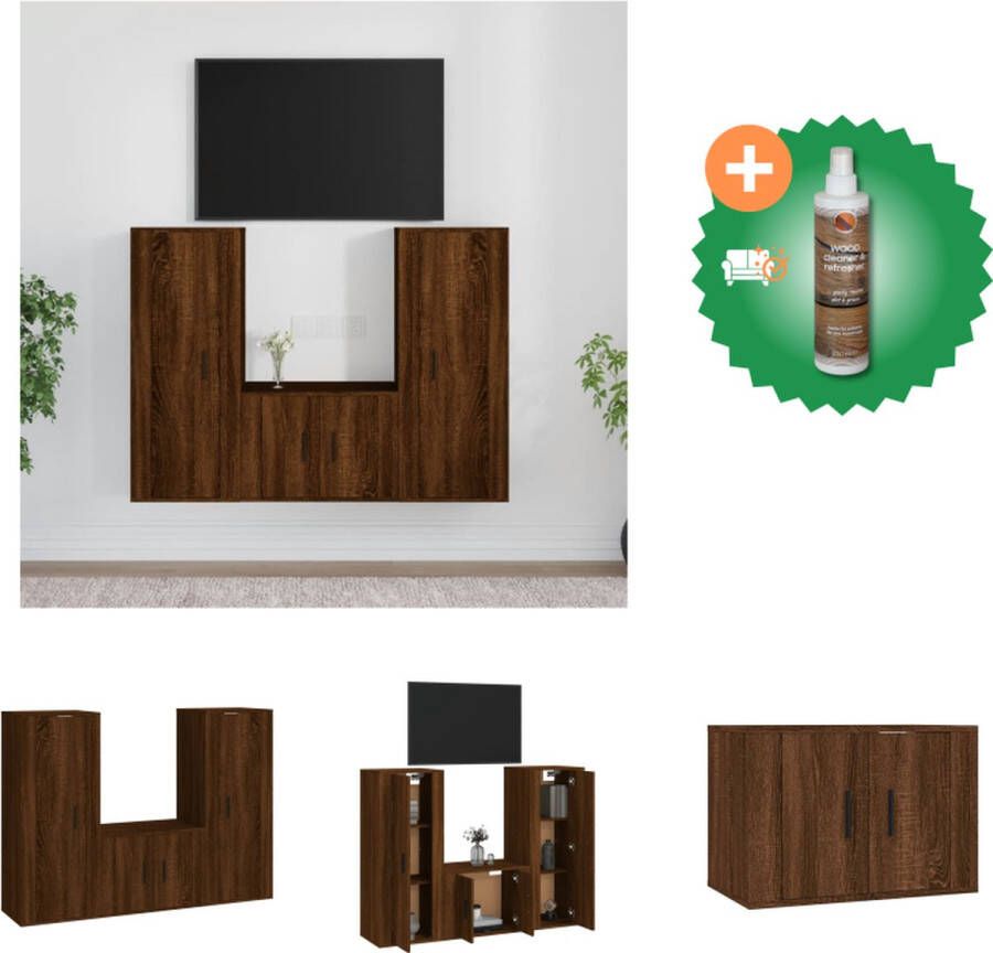 VidaXL TV-meubelset bruineiken klassiek design voldoende opbergruimte wandgemonteerd Kast Inclusief Houtreiniger en verfrisser - Foto 4