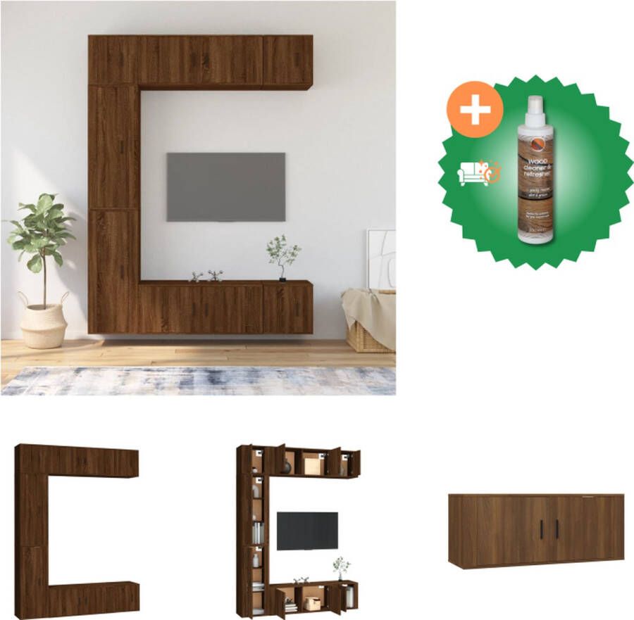 VidaXL TV-Meubel set Bruineiken 2x 40x34.5x100cm 2x 100x34.5x40cm 3x 40x34.5x40cm Kast Inclusief Houtreiniger en verfrisser