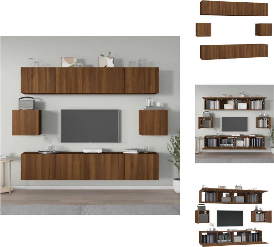 VidaXL Tv-kast Tv-kasten Tv-meubel Hifi-meubel 6-delige Tv-meubelset bewerkt hout bruineikenkleurig