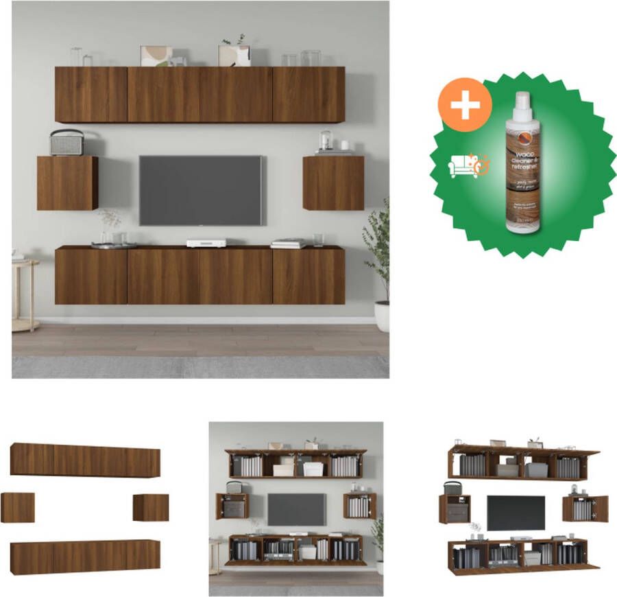 VidaXL TV-meubel set Bruineiken 4x 80x30x30cm + 2x 30.5x30x30cm Kast Inclusief Houtreiniger en verfrisser