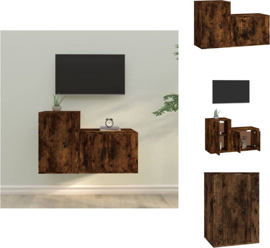 VidaXL Tv-kast Tv-kasten Tv-meubel Hifi-meubel 2-delige Tv-meubelset bewerkt hout gerookt eikenkleurig - Foto 2