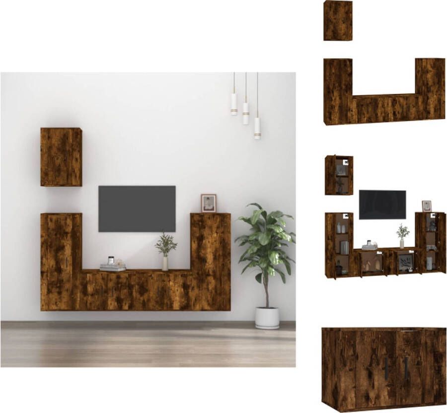 VidaXL Tv-kast Tv-kasten Tv-meubel Hifi-meubel 5-delige Tv-meubelset bewerkt hout gerookt eikenkleurig