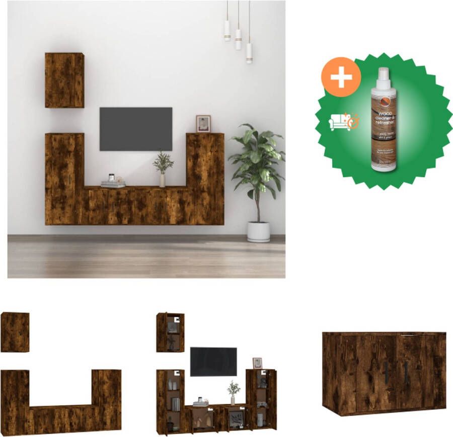 VidaXL Klassieke Televisiekastenset TV-meubel Gerookt Eiken 2x 57x34.5x40cm + 2x 40x34.5x80cm + 1x 40x34.5x60cm Kast Inclusief Houtreiniger en verfrisser - Foto 5