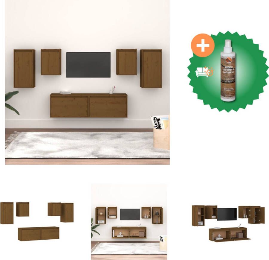 VidaXL Klassieke televisiekasten 45 x 30 x 35 cm 30 x 30 x 100 cm 60 x 30 x 35 cm Honingbruin massief grenenhout Kast Inclusief Houtreiniger en verfrisser - Foto 3