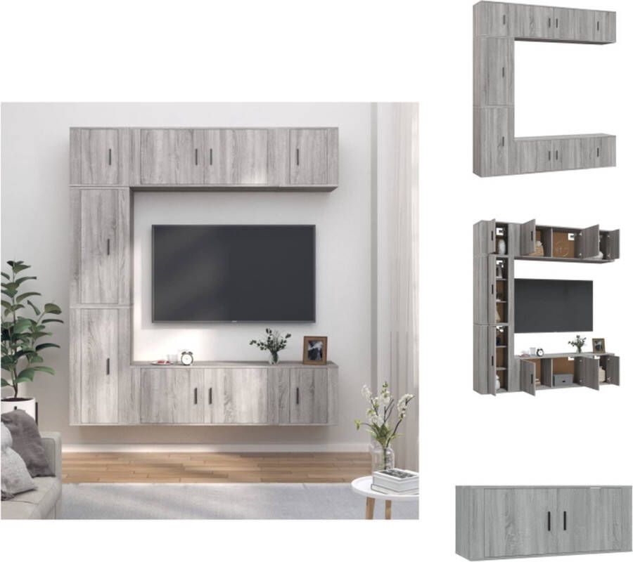 vidaXL TV-Meubel Set Grijs Sonoma Eiken 2x 100x34.5x40 cm 2x 40x34.5x80 cm 3x 40x34.5x40 cm Kast