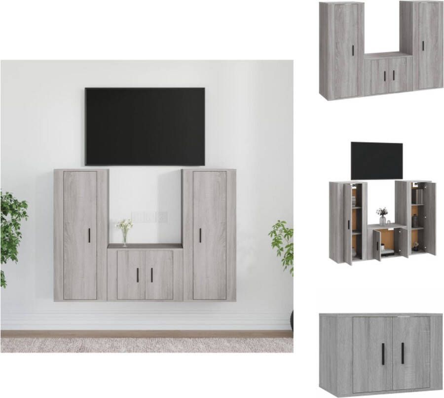 vidaXL TV-meubel set Grijs Sonoma Eiken 2x 40x34.5x100 cm + 1x 57x34.5x40 cm Kast