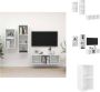 VidaXL TV-meubel set hoogglans wit 1x 37x37x72cm + 2x 37x37x107cm spaanplaat Kast - Thumbnail 2