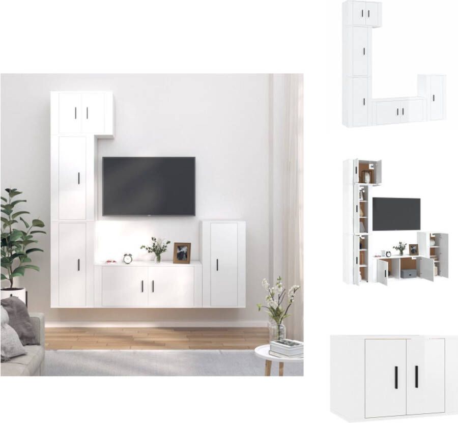 vidaXL TV-meubel set Hoogglans wit 1x 57x34.5x40 cm 3x 40x34.5x80 cm 1x 100x34.5x40 cm Kast