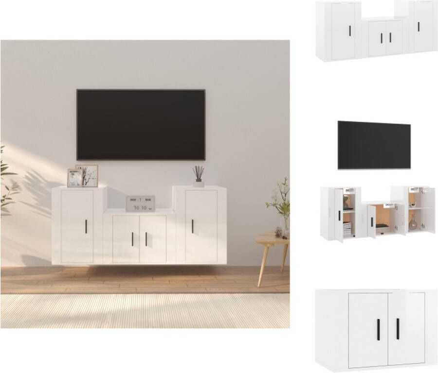 VidaXL TV-meubel Set Hoogglans wit 1x 57x34.5x40cm 2x 40x34.5x60cm Kast