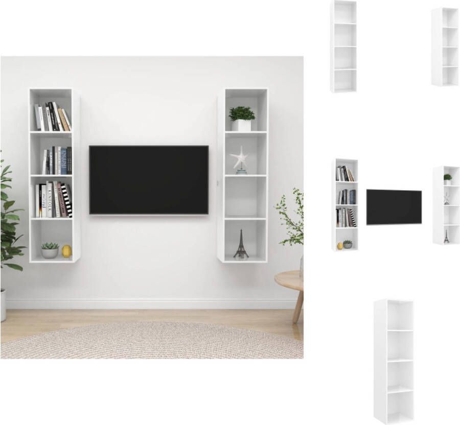 vidaXL tv-meubel set Hoogglans wit 37 x 37 x 142.5 cm (B x D x H) Kast