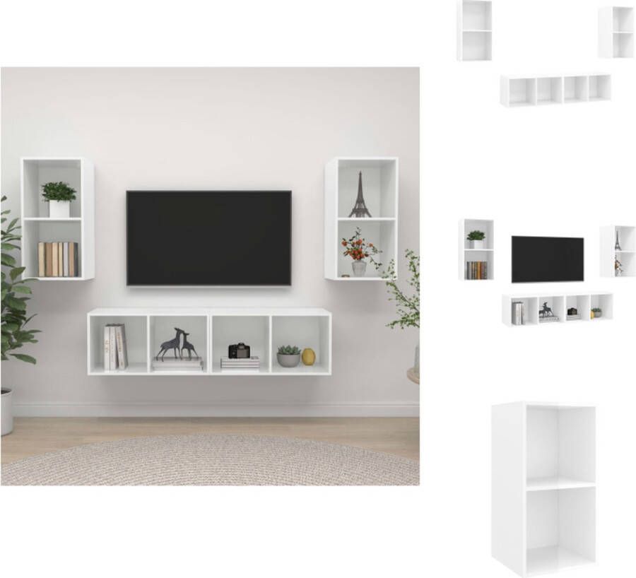 vidaXL TV-meubel set Hoogglans wit 37 x 37 x 72 cm Montage vereist Kast