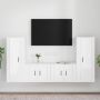 VidaXL TV-meubel set hoogglans wit 4-delige bewerkt hout 40 x 34.5 x 100 cm en 57 x 34.5 x 40 cm Kast - Thumbnail 1