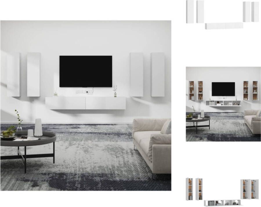 VidaXL TV-meubel Set Klassiek design Bewerkt hout Wit 6 stuks Kast