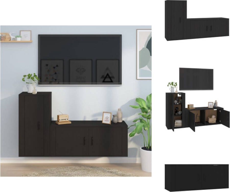 VidaXL TV-meubel set Klassiek design Wandgemonteerd Zwart 100x34.5x40cm 40x34.5x80cm Hoge kwaliteit Inclusief handleiding Kast