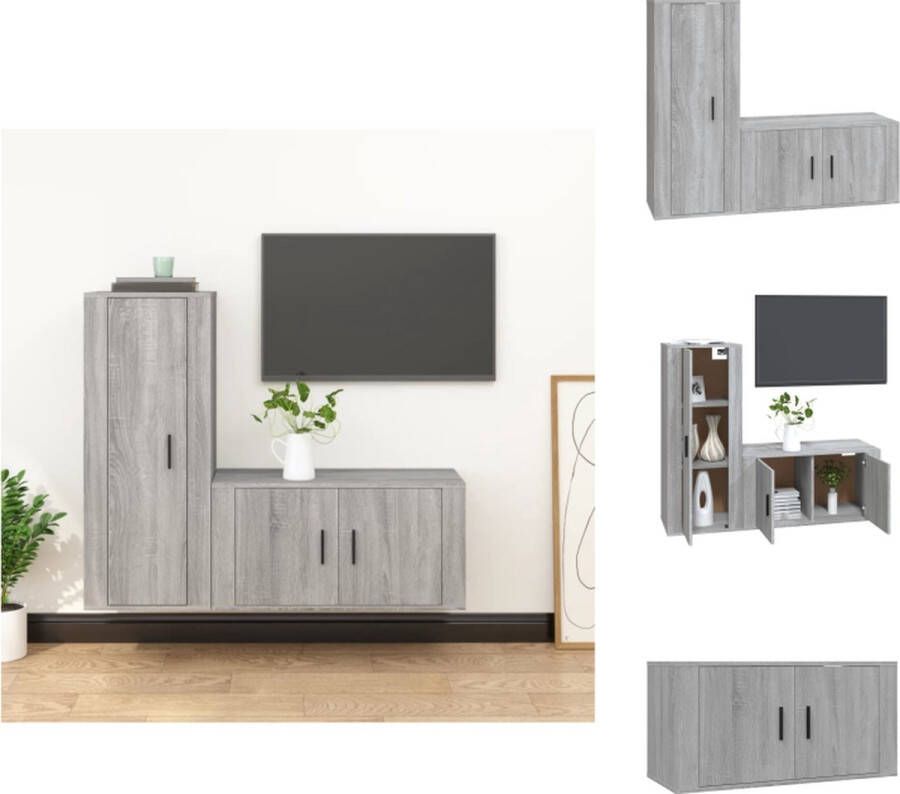 VidaXL TV-Meubel Set Klassiek Grijs Sonoma Eiken 80x34.5x40cm 40x34.5x100cm Kast