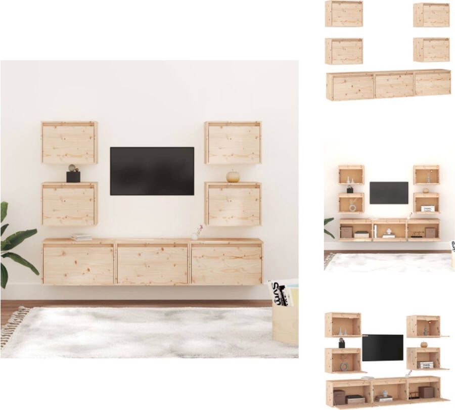 VidaXL Tv-meubel set Klassiek Massief grenenhout Montage vereist 3x 60x30x35cm 4x 45x30x35cm Kast
