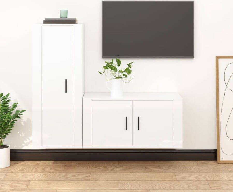 VidaXL TV-meubel Set Klassiek ontwerp Hoogglans wit 80 x 34.5 x 40 cm 40 x 34.5 x 100 cm Kast