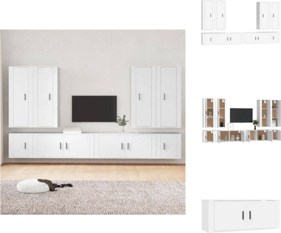 VidaXL TV-meubel set Klassiek ontwerp Hout Wit 8 stuks Kast