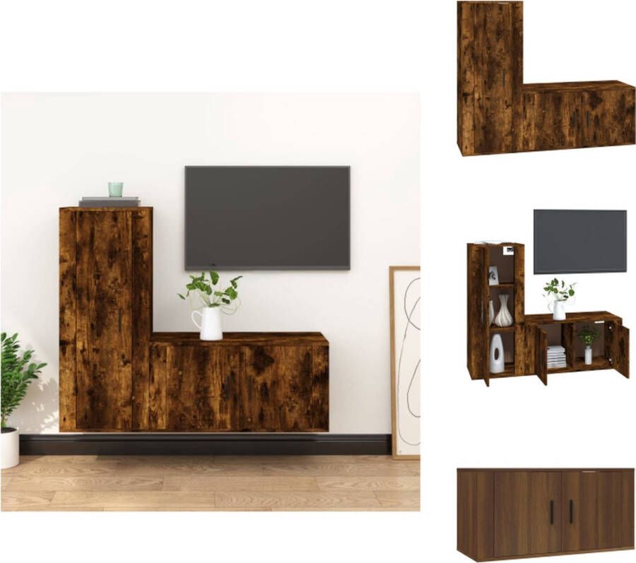 VidaXL tv-meubel set Klassiek Tv-kast 80 x 34.5 x 40 cm 40 x 34.5 x 100 cm Kleur- Gerookt eiken Kast