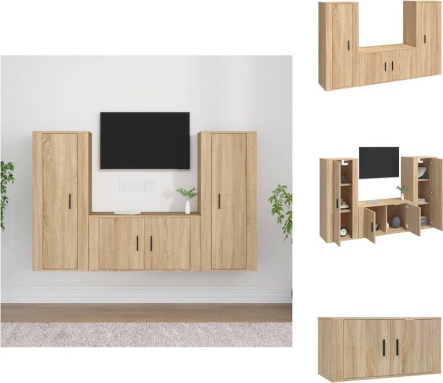 vidaXL TV meubel set Sonoma Eiken 2 x 40 x 34.5 x 100 cm + 1 x 80 x 34.5 x 40 cm Kast