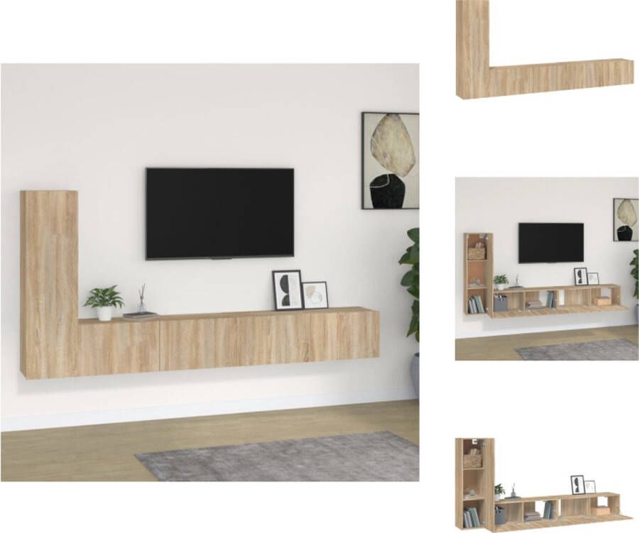 VidaXL Tv-kast Tv-kasten Tv-meubel Hifi-meubel 3-delige Tv-meubelset bewerkt hout sonoma eikenkleurig - Foto 5