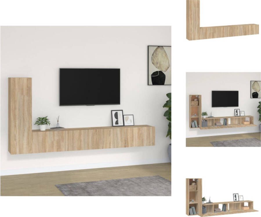 vidaXL TV Meubel Set Sonoma Eiken 2x 100x30x30 cm + 1x 30.5x30x110 cm Kast