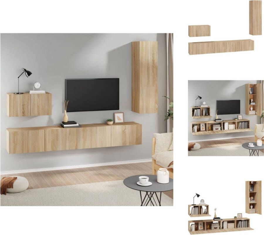 VidaXL TV meubel set Sonoma eiken 2x 100x30x30cm 1x 60x30x30cm 1x 30.5x30x110cm Kast