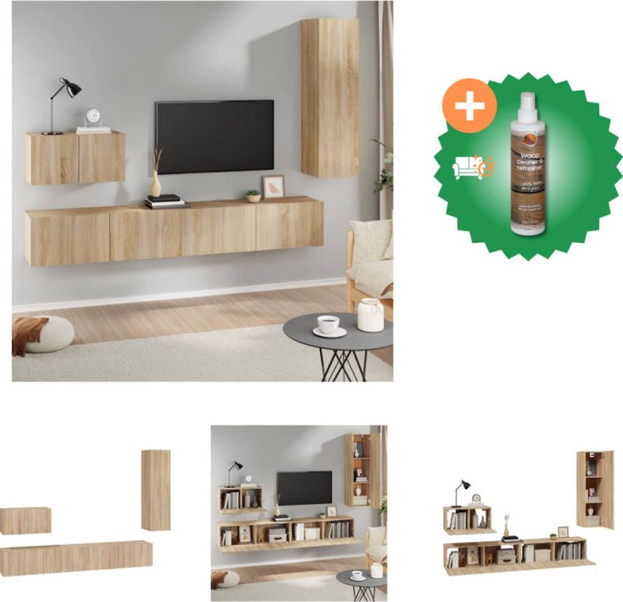 VidaXL TV-meubelset Sonoma Eiken 30.5x30x30 80x30x30cm Duurzaam hout Praktische opbergruimte Wandmontage Kast Inclusief Houtreiniger en verfrisser - Foto 2