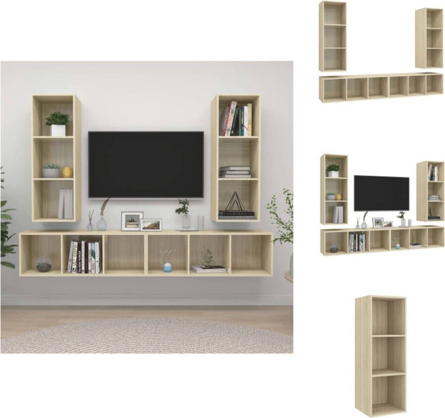VidaXL TV-meubel set sonoma eiken 37x37x107 cm montagemateriaal 4 stuks Kast