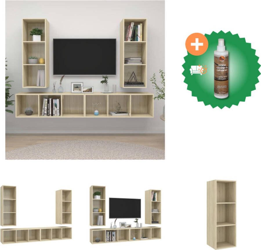 VidaXL TV-meubel set sonoma eiken 37x37x107 cm montagemateriaal 4 stuks Kast Inclusief Houtreiniger en verfrisser