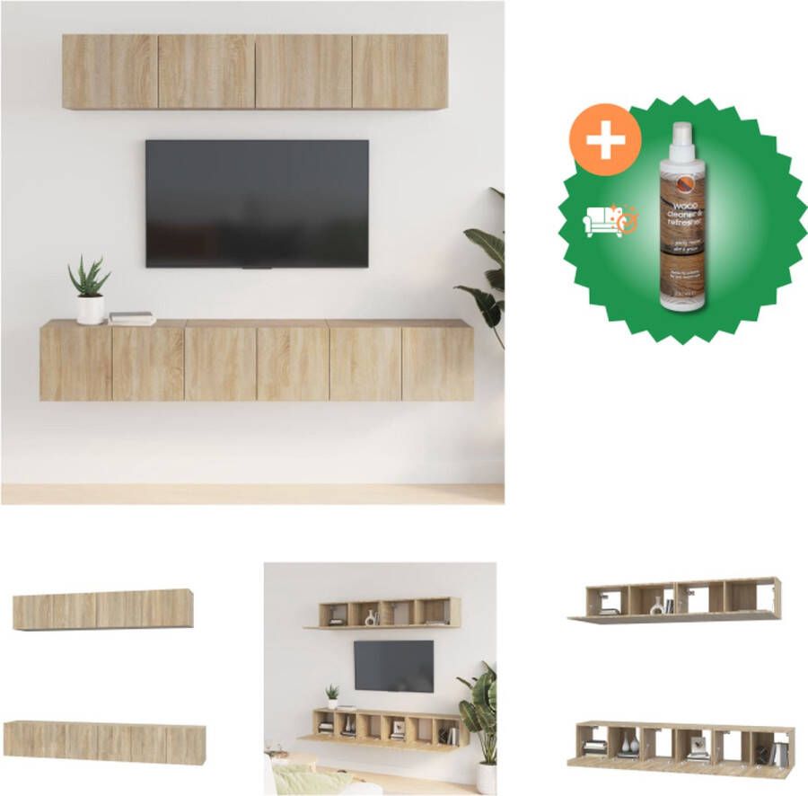 VidaXL TV-meubelset Sonoma eiken 30.5 x 30 x 30 cm 30.5 x 30 x 110 cm 100 x 30 x 30 cm Kast Inclusief Houtreiniger en verfrisser