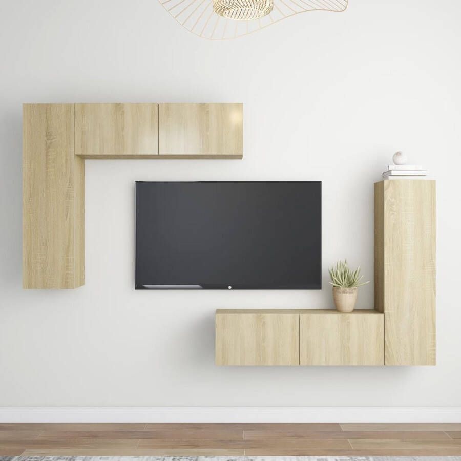 VidaXL TV Meubel Set Sonoma Eiken 4 Delig 30.5 x 30 x 110 cm 100 x 30 x 30 cm Kast