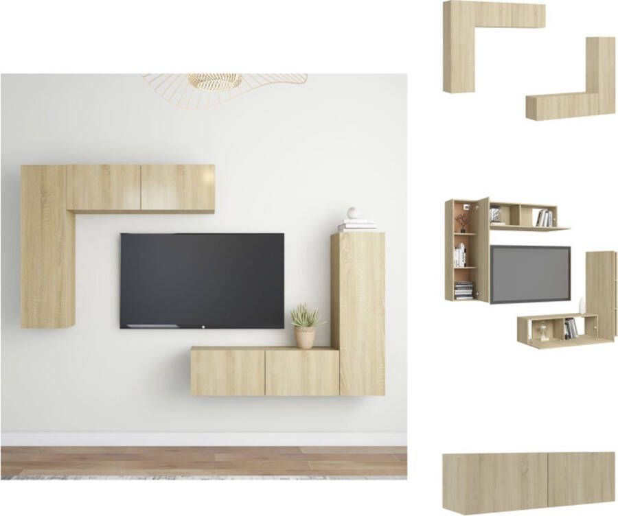 vidaXL TV Meubel Set Sonoma Eiken 4 Delig 30.5 x 30 x 110 cm 100 x 30 x 30 cm Kast