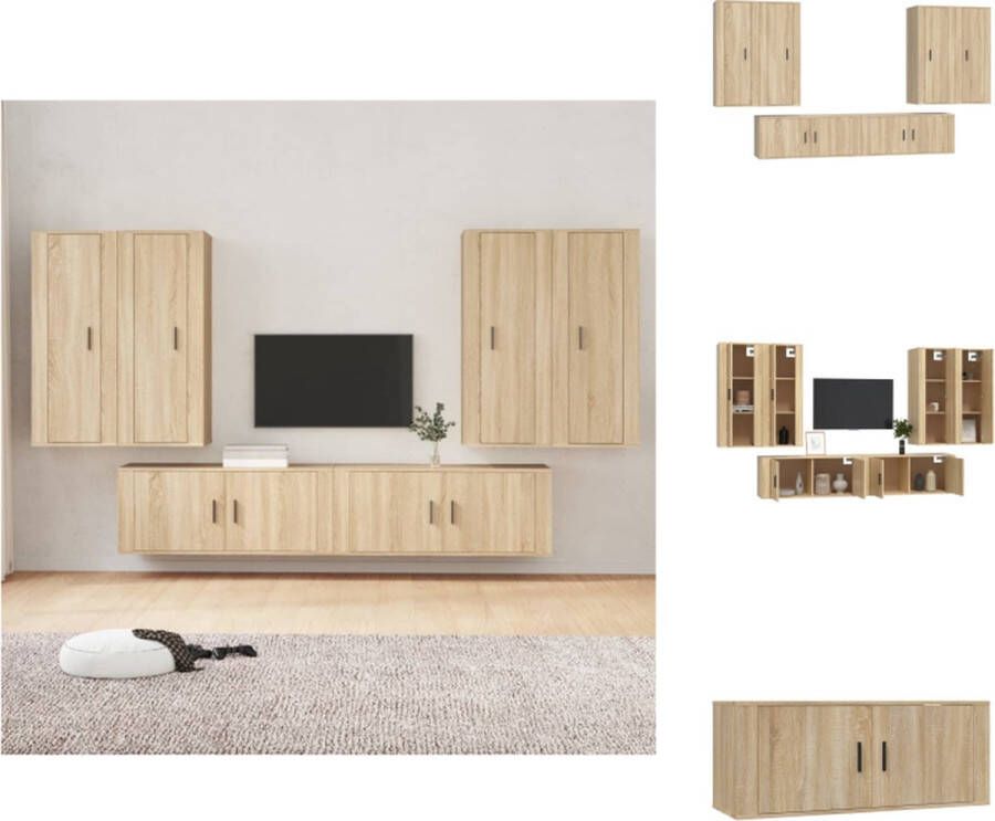 vidaXL TV-meubel set Sonoma eiken 4 x 40x34.5x100 cm 2 x 100x34.5x40 cm Kast