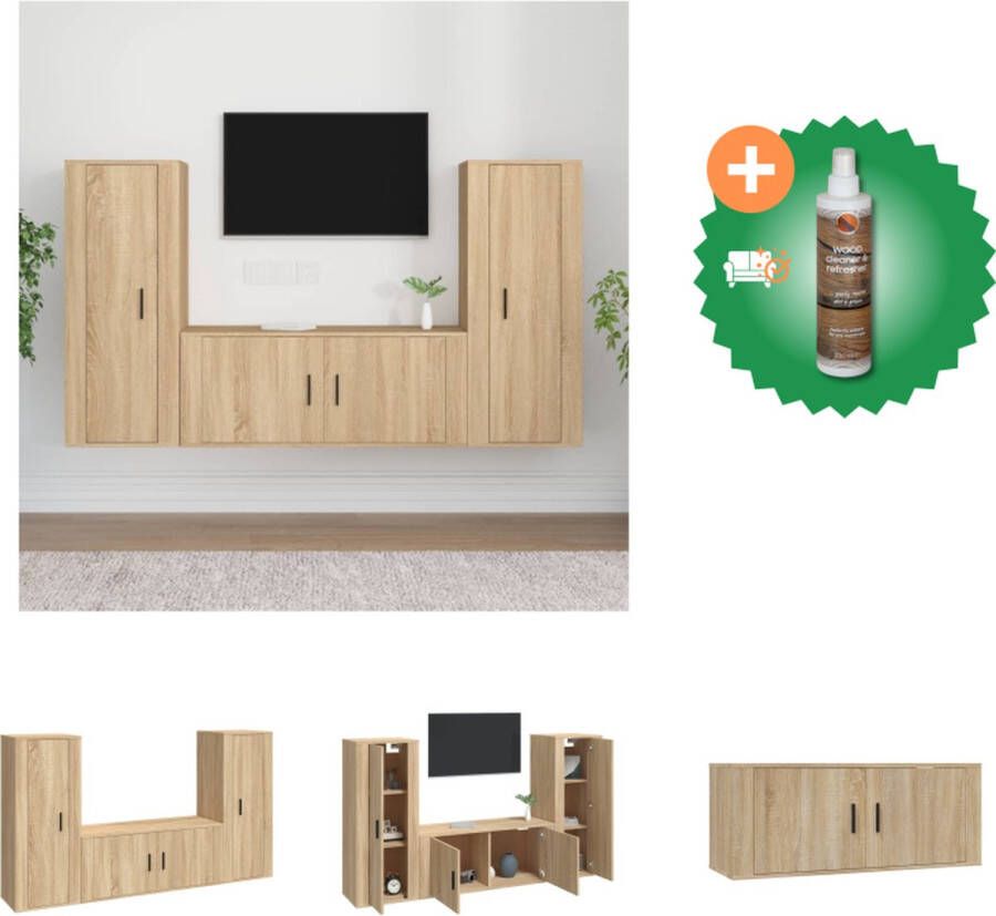 VidaXL Tv-Meubel set Sonoma Eiken 40x34.5x100cm 100x34.5x40cm Kast Inclusief Houtreiniger en verfrisser